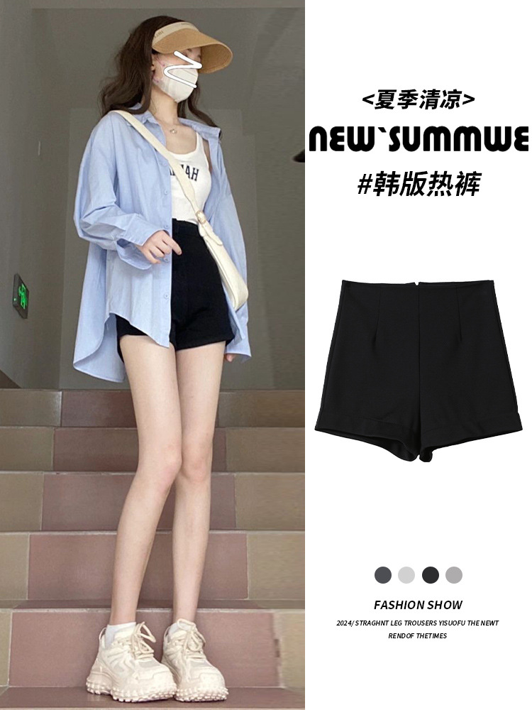 Black Shorts Women's Summer 2024 New Style Underwear Missing Casual Pants Spice Girls Fashionable Korean Style Outer Wear Slimming Hot Pants