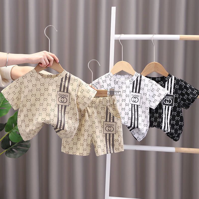 2023 New Boys' Summer Suit Handsome Children's Fashionable Clothes Summer Short-sleeved Two-piece Fashionable