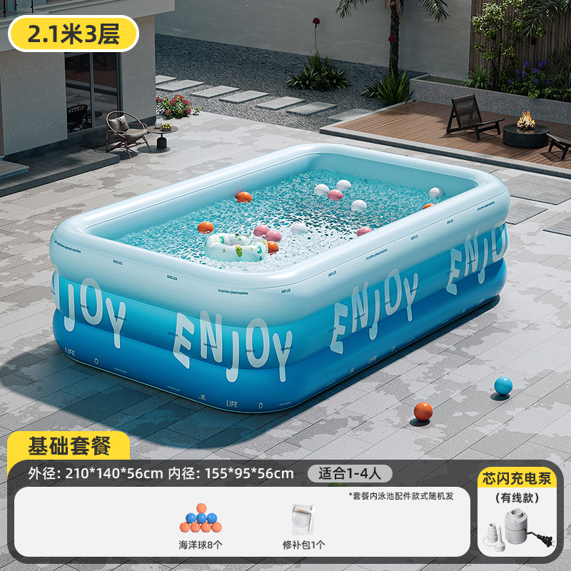 Picture of Swimming Pool Thickened Large Indoor Outdoor One Button Inflatable Swimming Pool Adult Kids Family Swimming Pool Wholesale