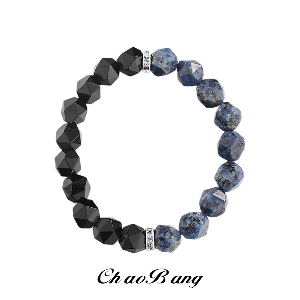 Blue Agate Stone Bracelet for Men, Fashionable, Simple and Versatile Accessories, Niche High-End Rhombus Couple Bracelet