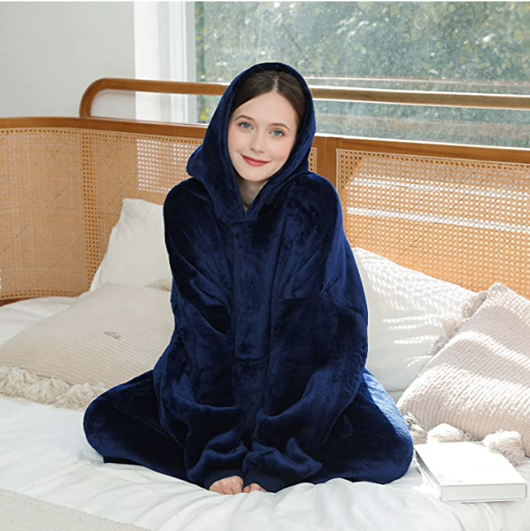 Picture of TV Explosions hugglehoodie Pullover Fleece Clothing Hooded Outdoor Cold-proof Warm Lazy TV Blanket Nightgown Women