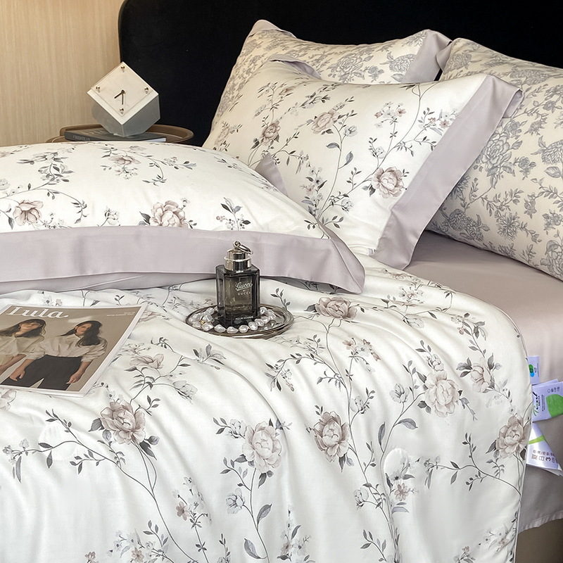 Picture of Class A Lyocell Fiber Printed Summer Cool Quilt Four-piece Set Summer Cool Air-conditioning Quilt Ice Silk Thin Quilt Machine Washable