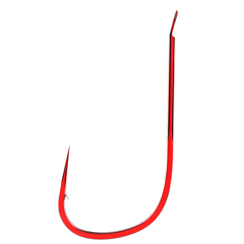 Picture of Jiang Chuai Red Sleeve Barbed Fish Hook Japan Imported Red Bulk Wholesale Red Worm White Strip Competitive Platform Fishing Gear