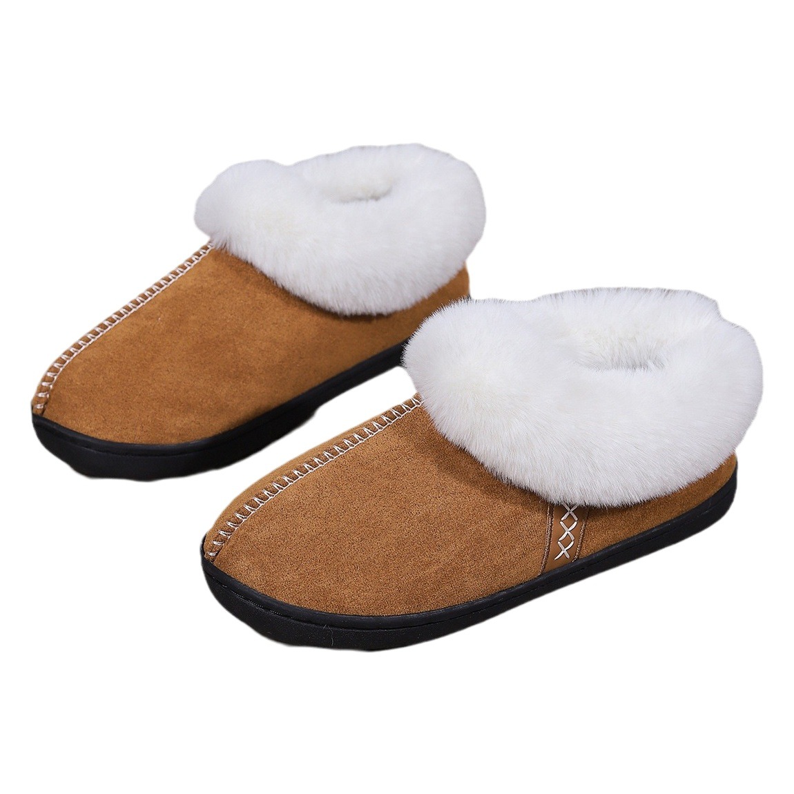 Cross-Border Foreign Trade Winter Indoor Furry Slippers for Women, Home Cotton Slippers, Home Plus Velvet Warm Thick-Soled Slippers