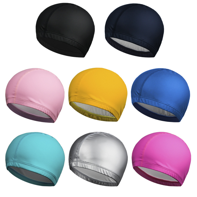 Picture of Pu swimming cap factory wholesale high elastic waterproof breathable head large swimming cap adult men and women PU coated swimming cap