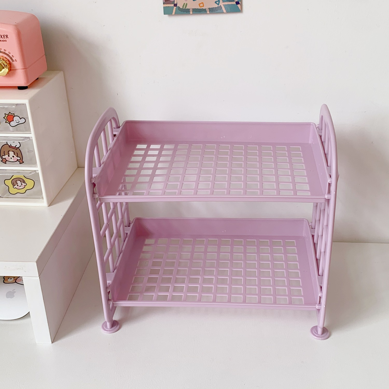 Picture of New Ins Cosmetic Jewelry Double-layer Folding Storage Rack Simple Household Desktop Bathroom Storage Rack Storage Rack