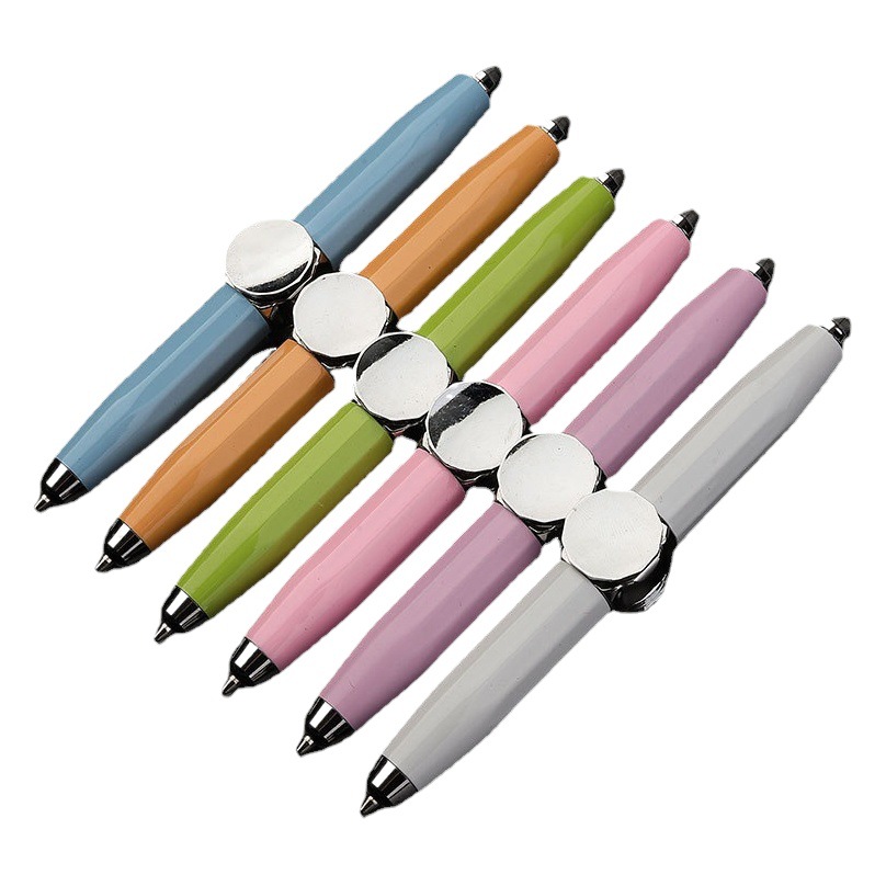 Creative metal fingertip gyro pen trembles with gyro ball point pen multi-function rotating light decompression light painting pen