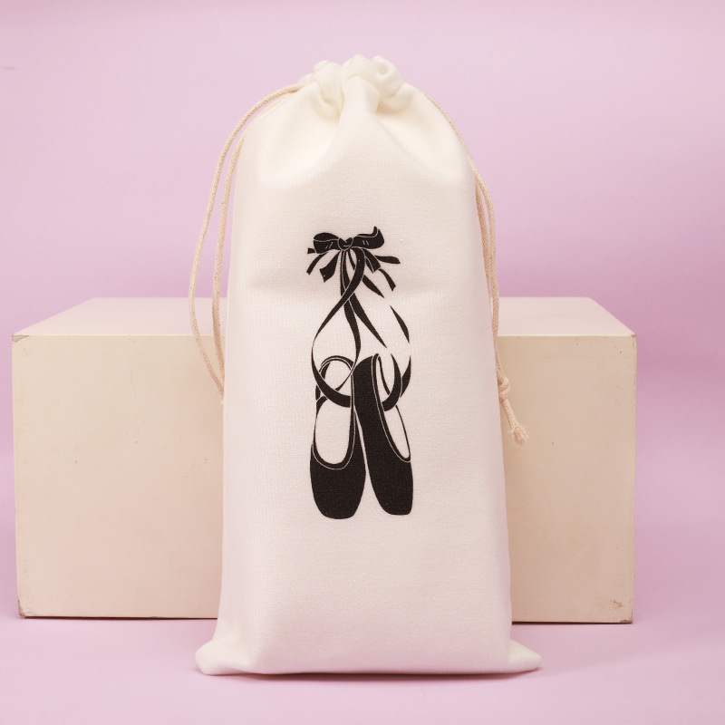 [Double drawstring] dance shoes storage bag drawstring velvet bag gift bag creative shoes logo advertising 13x27