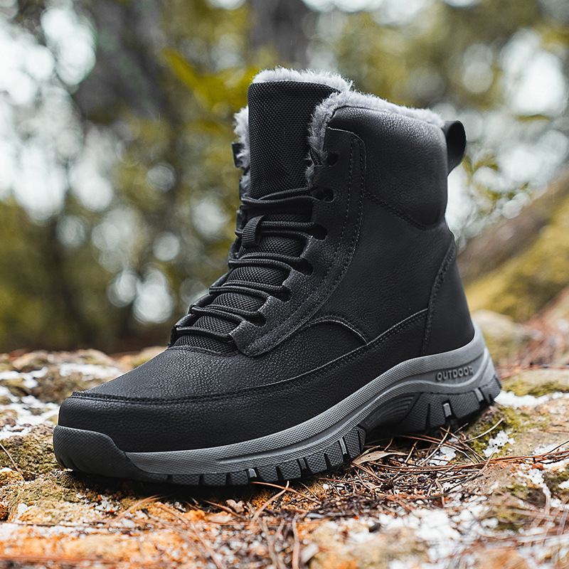 Cotton shoes lovers shoes winter snow boots men's hiking shoes fleece-lined thickened warm northeast plus size cotton boots high-top warm