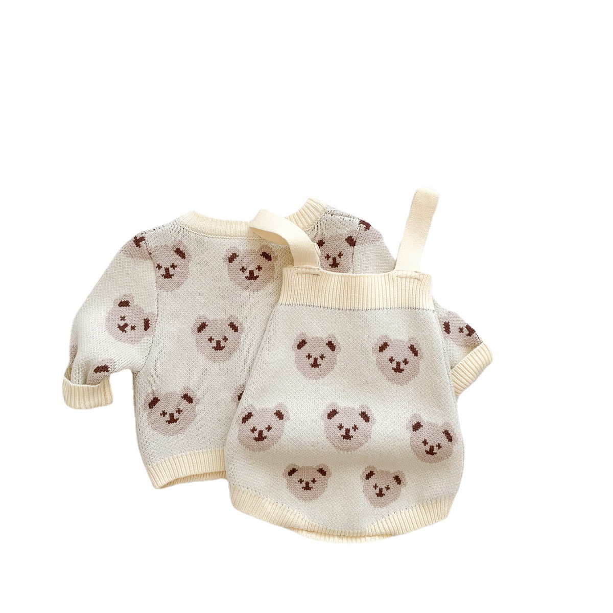 Picture of Girls' 2025 Autumn and Winter New Bear Sweater Jacket Baby Sling Bag Fart Harness Newborn One-Piece One-Year-Old