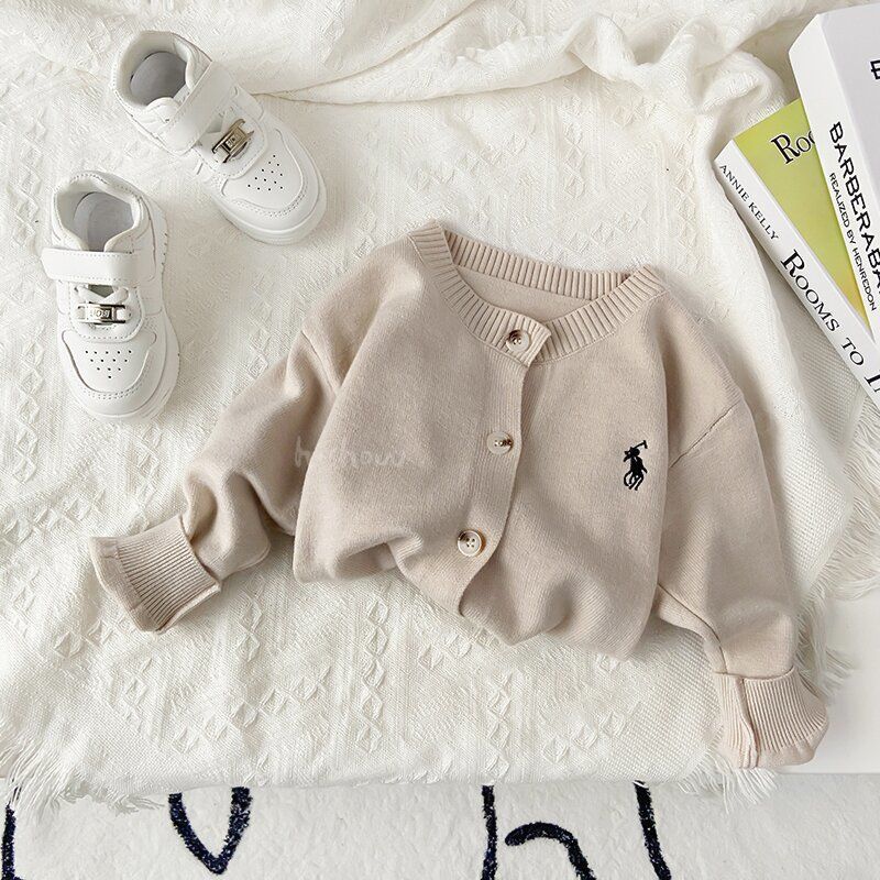 Picture of [in stock] Boys and girls winter striped cardigan children's sweater coat 2025 spring and autumn baby round neck