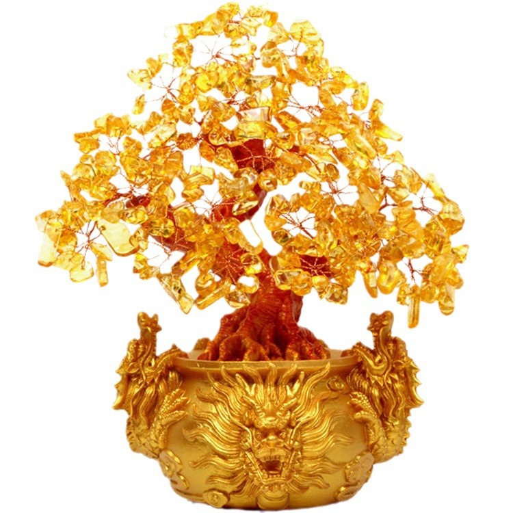 Picture of East China Sea Festival High Yellow Tree Three Dragon Crystal Tree Money Tree Money Tree Home Decoration Bring in Wealth and Treasure