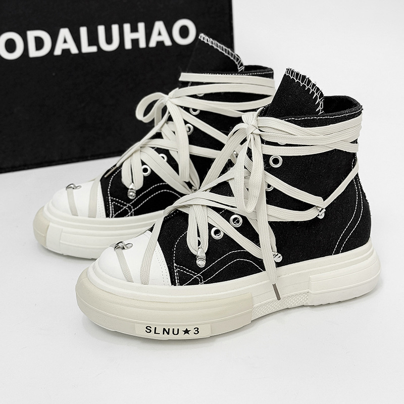 Men's Shoes Cross-border 2025 New Canvas Shoes Couple Shoes Baotou Casual Sports High-top Strap plus size for Men and Women