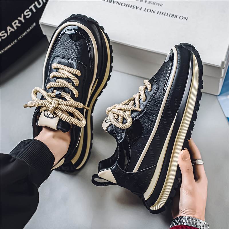 Forrest Gump Men's Shoes 2025 New Spring All-match Leather Casual sneaker Explosions Men's Increased Thick Sole Torre Shoes