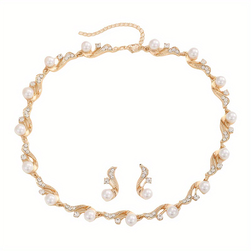 Picture of Cross-Border Hot Selling European and American Fashion Light Luxury Bohemian Style Irregular Pearl Earrings Necklace Necklace Set