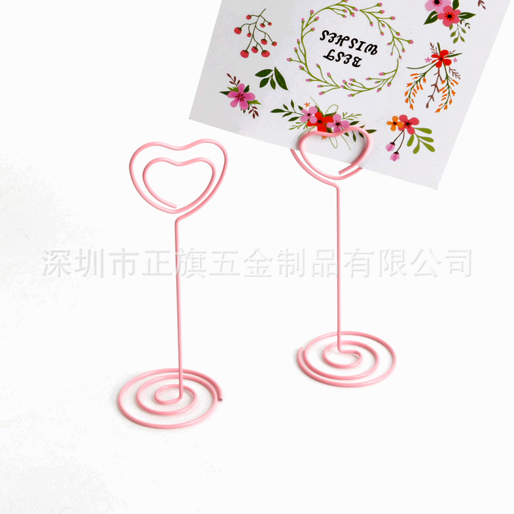 Picture of 8 spot pink heart-shaped wedding note holder round business card holder cactus seat card holder message holder