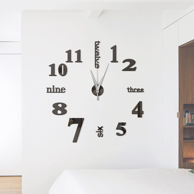 English Digital DIY Stereo Wall Clock Personalized Fun Clock Wall Clock Environmental Protection Acrylic Wall Sticker Clock