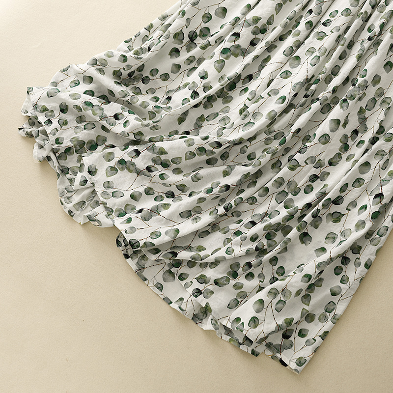 Picture of Real shot 2024 summer bubble pleated cotton fresh floral plus size women's dress mid-length skirt Risen skirt women
