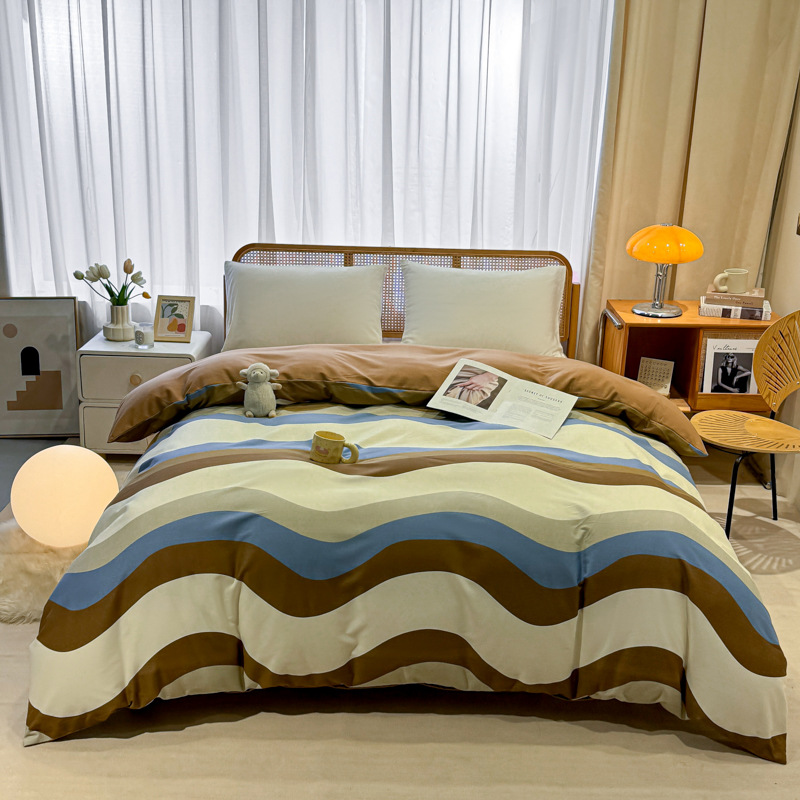 Picture of Cotton brushed duvet cover single piece modern simple single double dormitory thickened quilt cover pure cotton duvet cover single piece