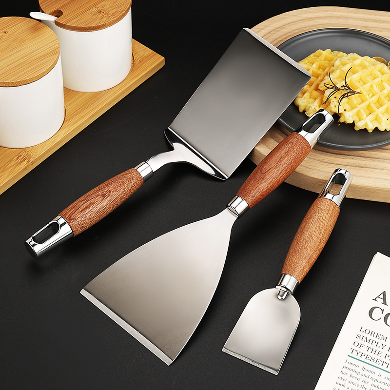 Picture of Cooking Teppanyaki Stainless Steel Steak Spatula Pizza Spatula Hand Cake Tool Triangular Spatula Pancake Spatula