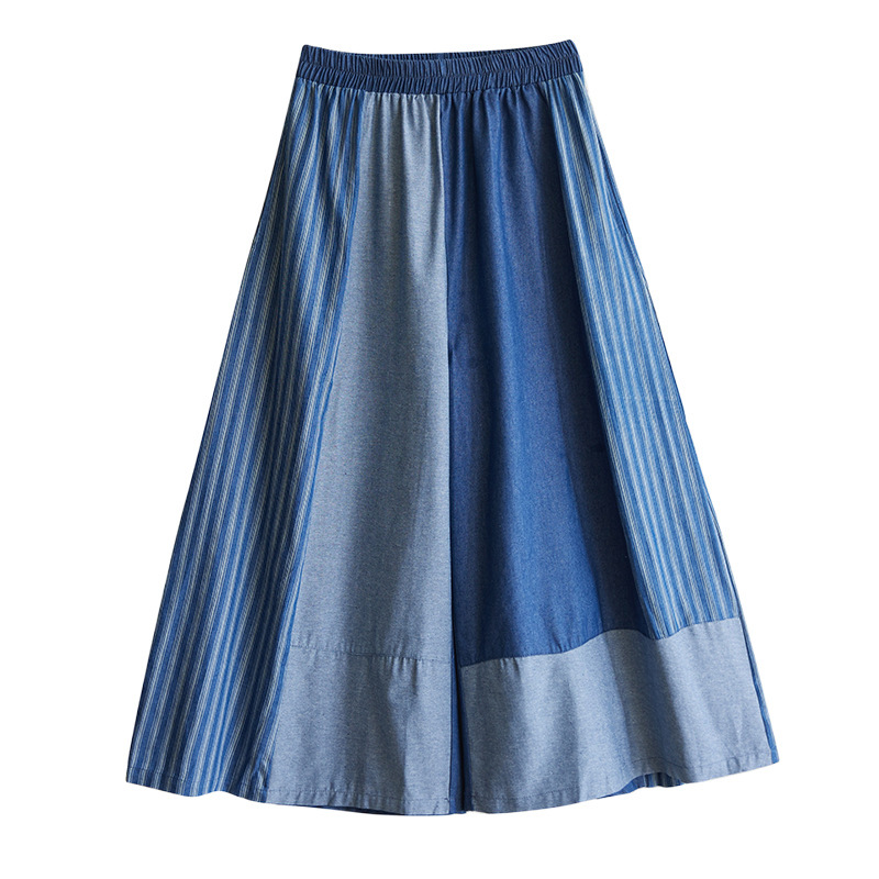 Picture of Real Shot of Spring and Summer New Style Contrasting Stripesd Thin Jeans Wide-Leg Pants Versatile Loose Large Size Casual Pants