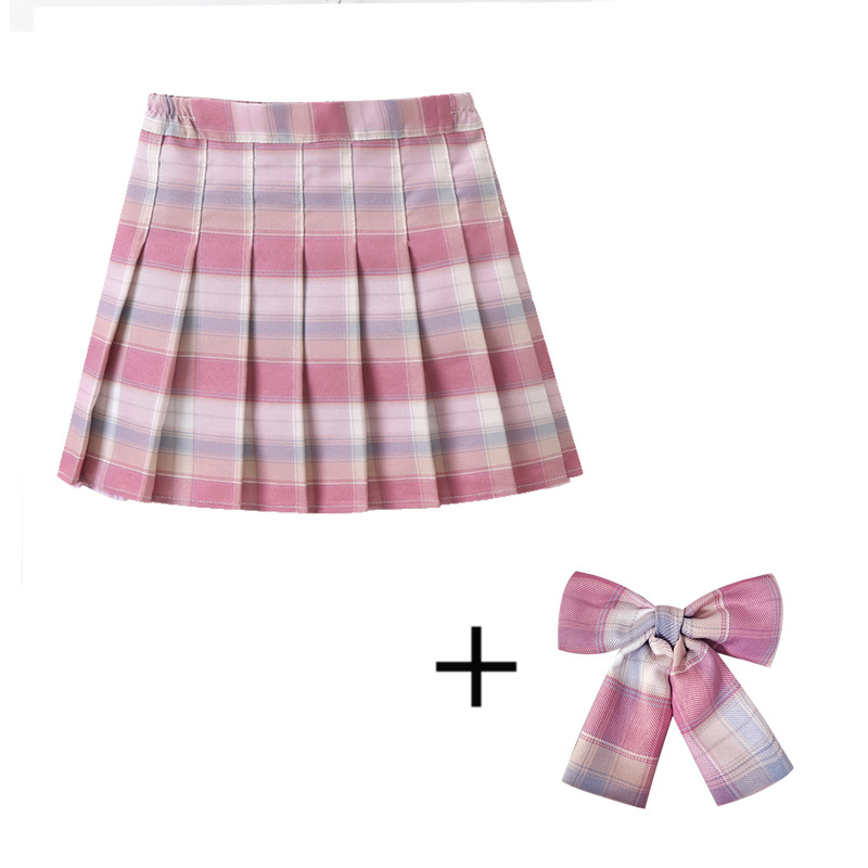 Picture of Girls' skirt children's clothing Korean style new preppy style children's short skirt class clothes plaid skirt medium and large children's pleated skirt