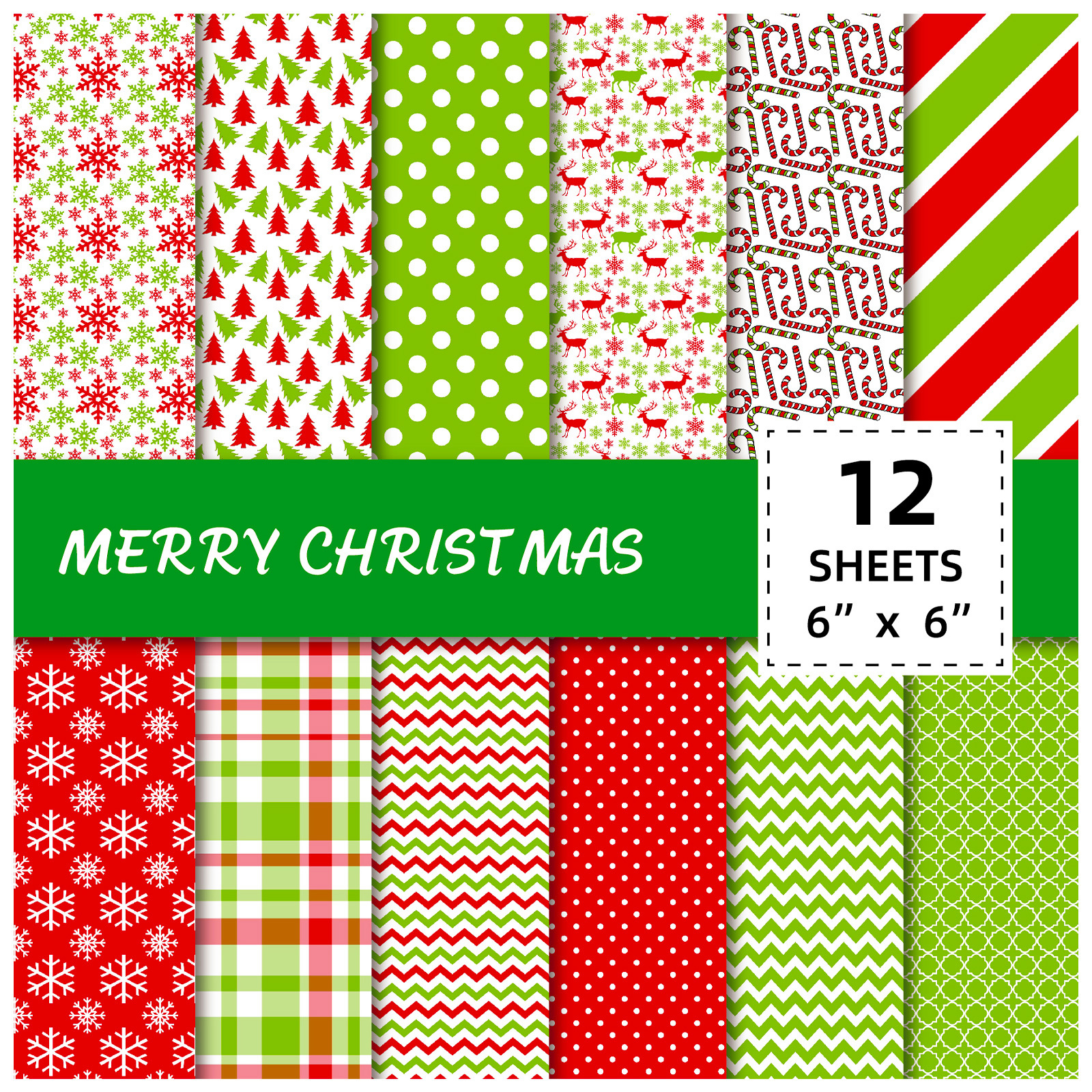 12 sheets/package cross-border hot selling hand account material package color Christmas material paper clip book card making background paper