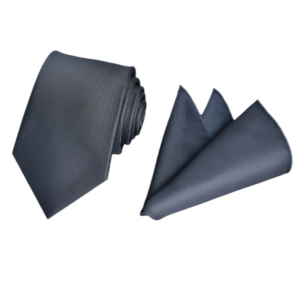 Picture of Tie Square Scarf Set 2-Piece Matte Plain Color Single Color Spot New Men's Formal Wear Business Professional 8cm Hand-Tied