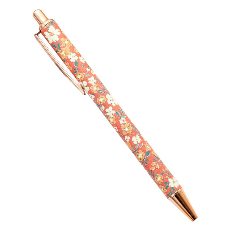 Small fresh cute cartoon flower pen Korean fashion bag leather pen can be laser logo metal push ball pen wholesale