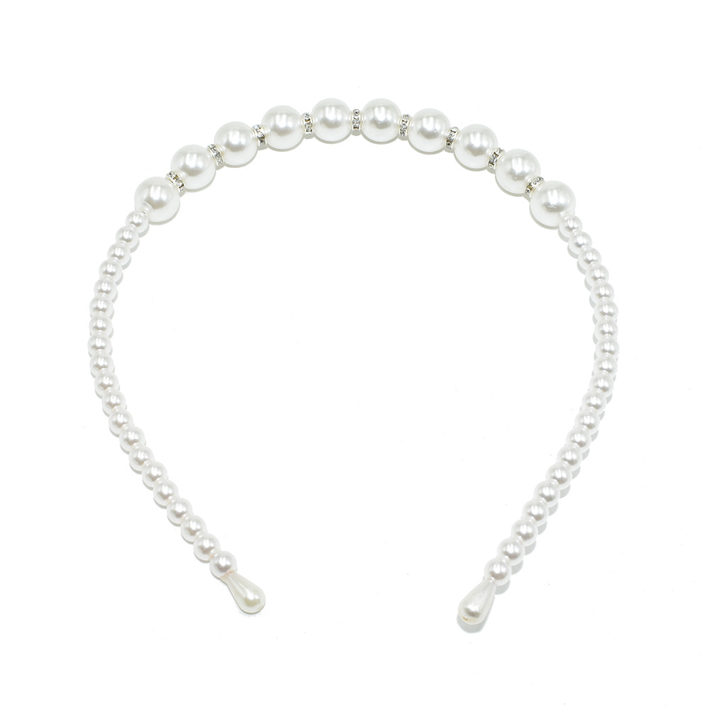 Picture of European and American Hot Selling Ladutong Large Pearl Headband Wedding Headwear Photo Studio Jewelry Handmade Beaded Pearl Headband