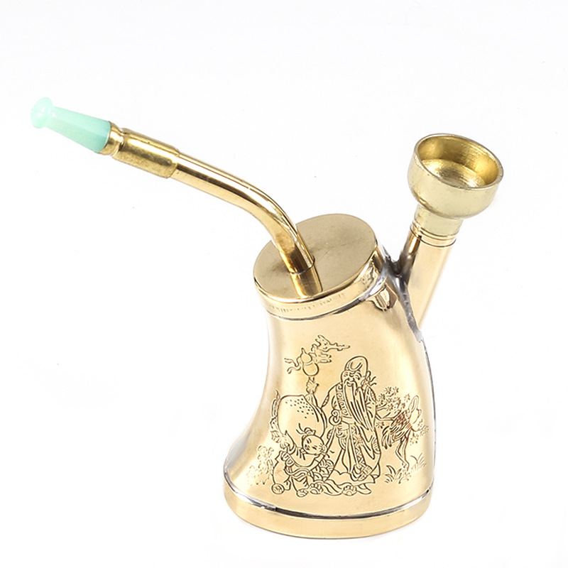 Jintai Hookah Portable Handheld Hookah Old-Fashioned Dual-Purpose Brass Water Filter Copper Water Pipe Jt608
