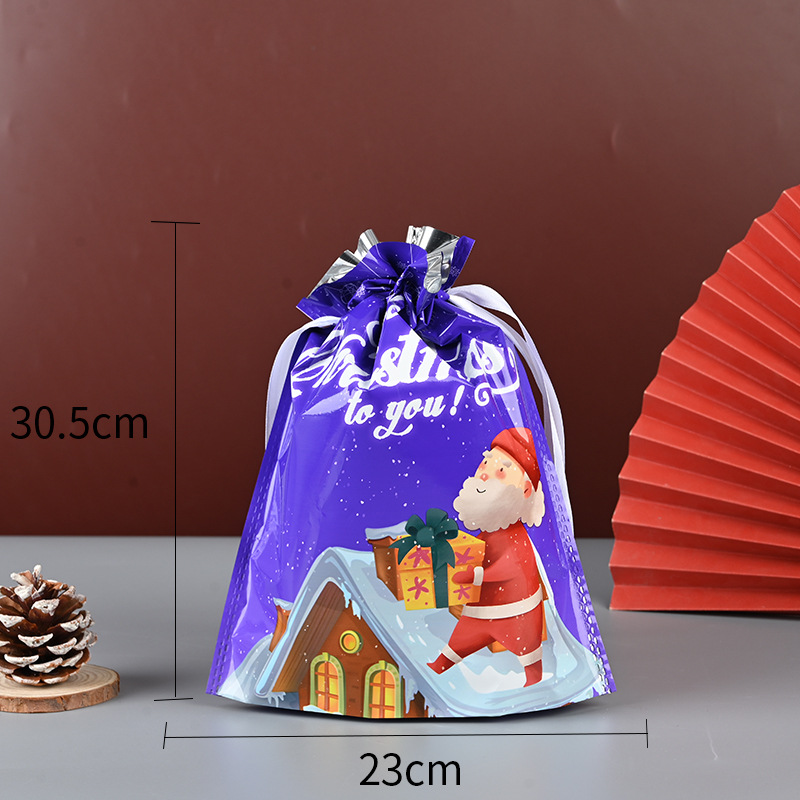 Picture of Cross-border Amazon Christmas Gift Bag Drawstring Bag Christmas Gift Packaging Bag Ping An Fruit Snowflake Crisp Bag