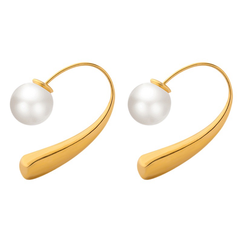 European, American and Hong Kong-style Niche Simple Geometric Retro Personalized Imitation Pearl Pearl Remove Earrings for Girls Jewelry