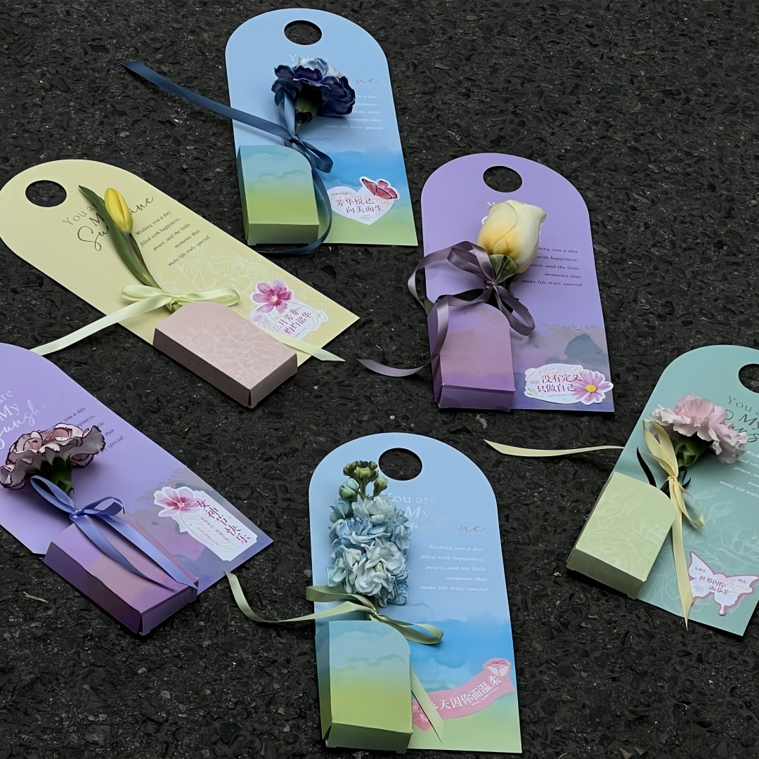 Single portable flower box floral packaging material small flower box mini flower bag wholesale single bouquet packaging box