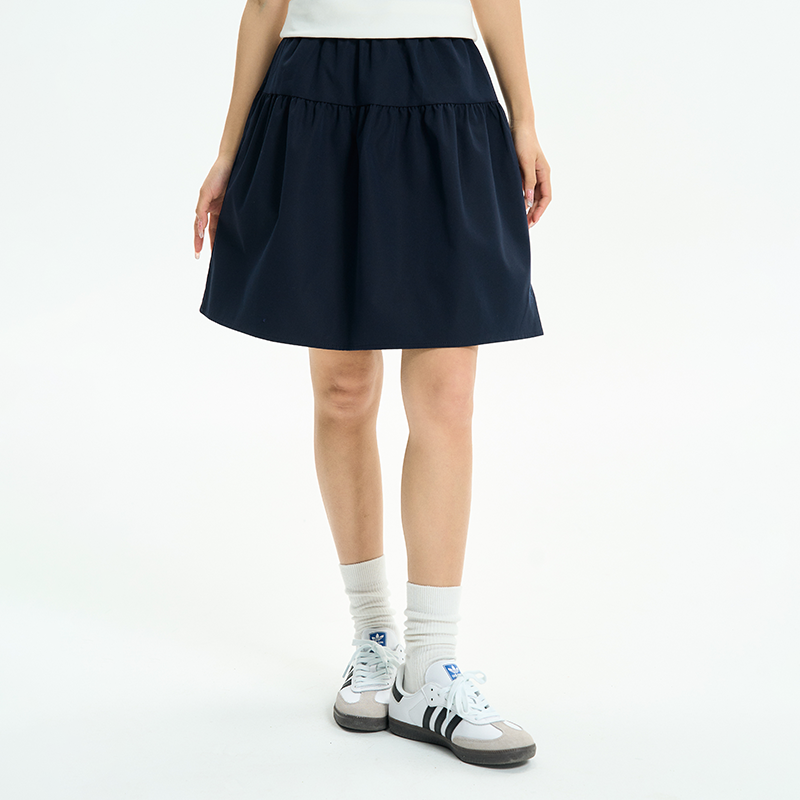 Vintage Japanese-Style Relaxed Midi Skirt 2025 Summer New Petite Elastic Waist Slimming A-Line Skirt