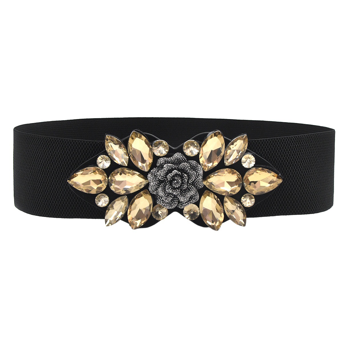 New high-end rhinestone elastic waist seal classic elegant waist tight waist belt with overcoat all-match wide belt