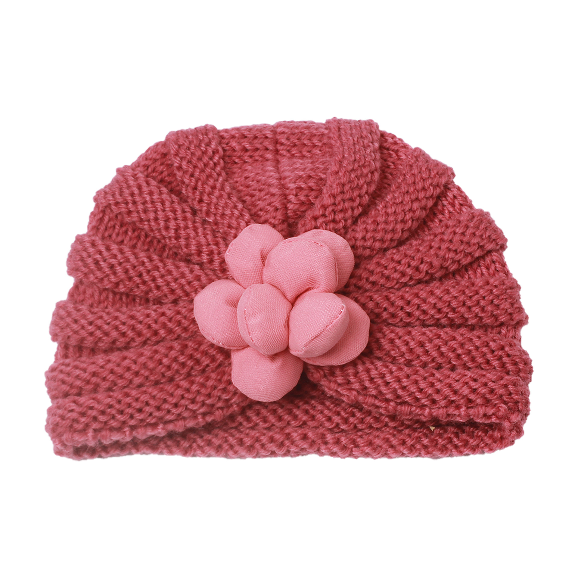 Picture of European and American autumn and winter New Baby fetal hat cute baby three-dimensional flower knitted hat children warm hat