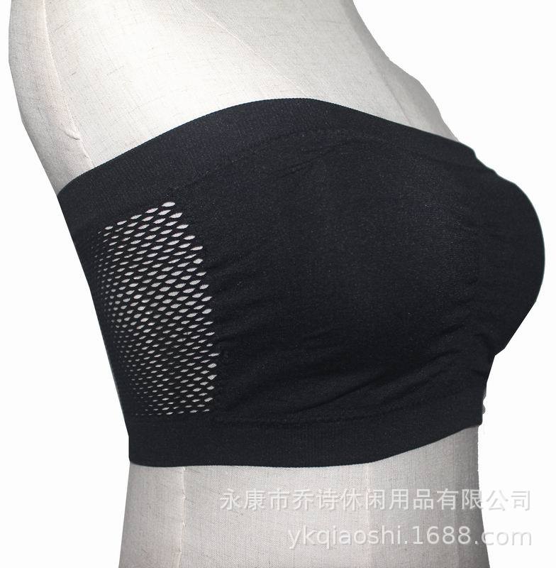 Picture of Foreign Trade One-Word Bra, Anti-Exposure, Plus Size Double-Layer Tube Top with Breast Pads, Breast Pads, Bottoming Intimates, No Steel Ring, Chest Wrap