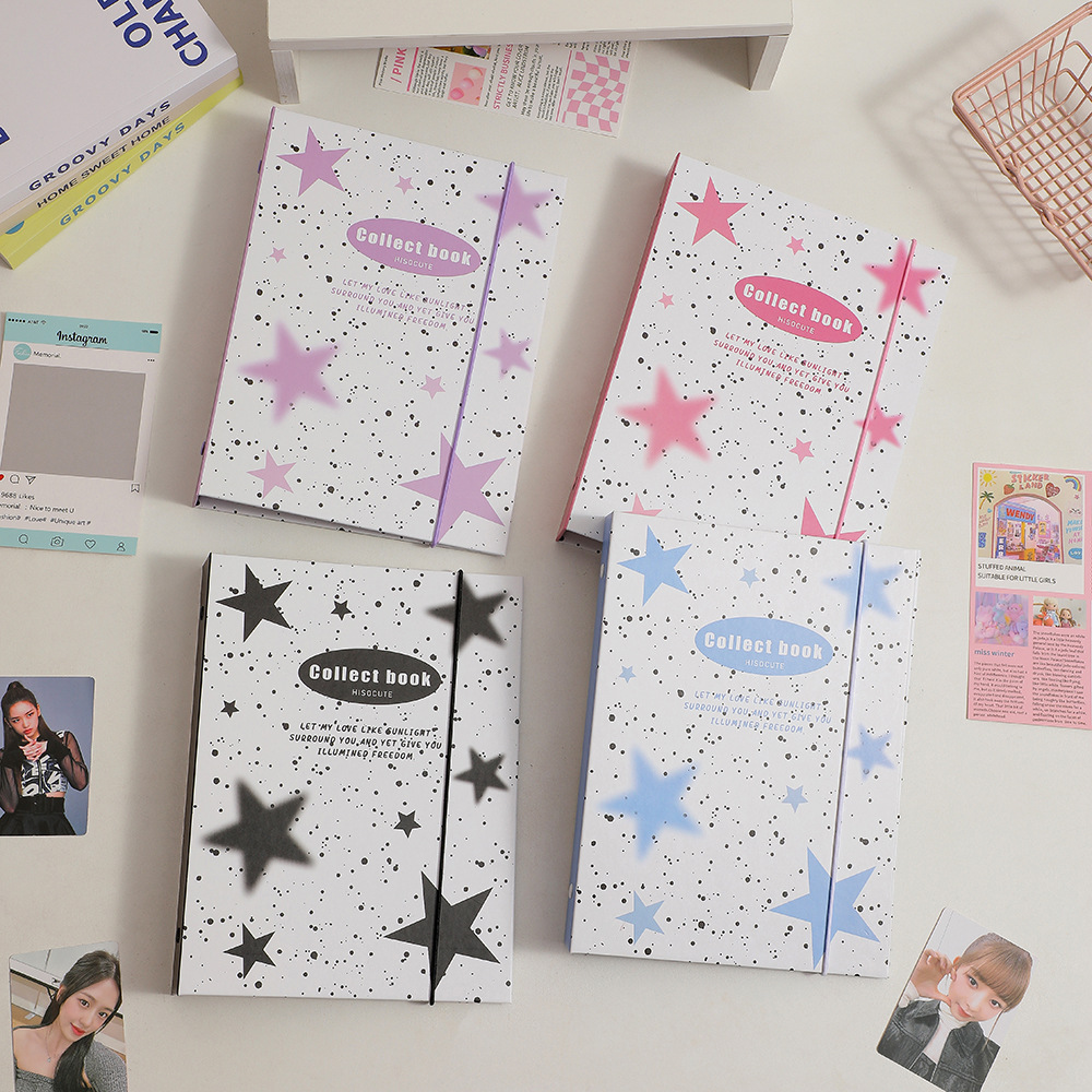 Korean Star Splash Ink Loose-leaf Album Simple Girl Four Palace Album Card Storage Album Star Chasing Small Card Album Female