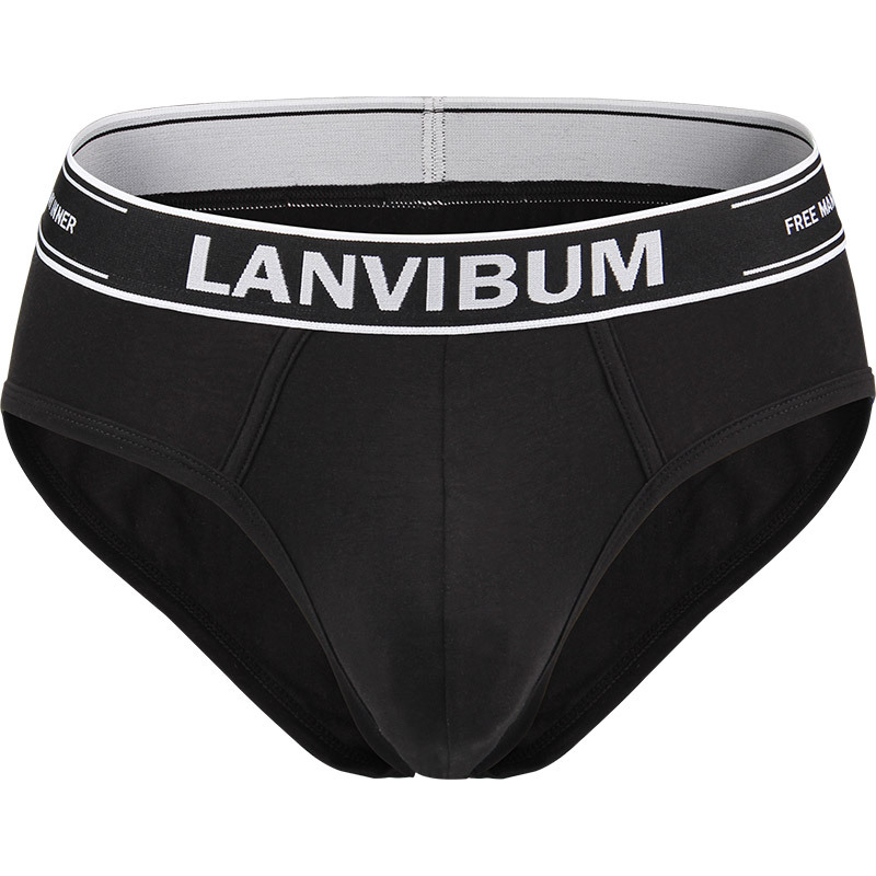 Picture of New Lanvibum Men's Underwear Briefs Cotton Mid-Waist Large Size Pure Color Sexy Trendy Men's Briefs