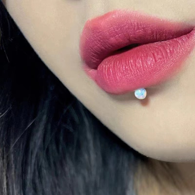 Cross-Border Titanium Steel Lip Nails Opal Internal Tooth Ball Lip Ring Opal Earrings Cochlear Nail Piercing Jewelry in Stock