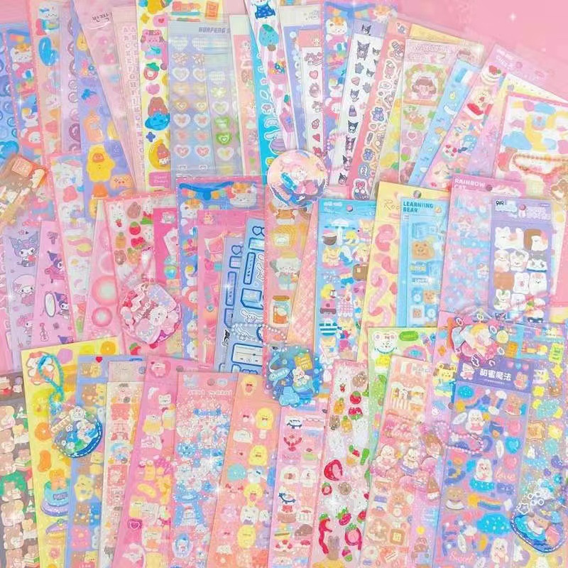 Picture of Laser Goo Card Sticker DIY High Color Value Girl's Hand Account Paste Goo Ka Children's Hand Account Laser Sticker Match with Heart