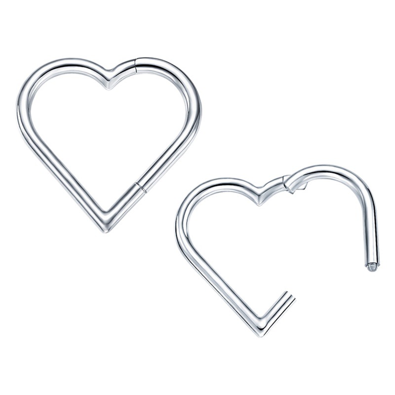 1 cross-border explosions G23 titanium love-shaped nose ring European and American personality body piercing nose seamless earrings