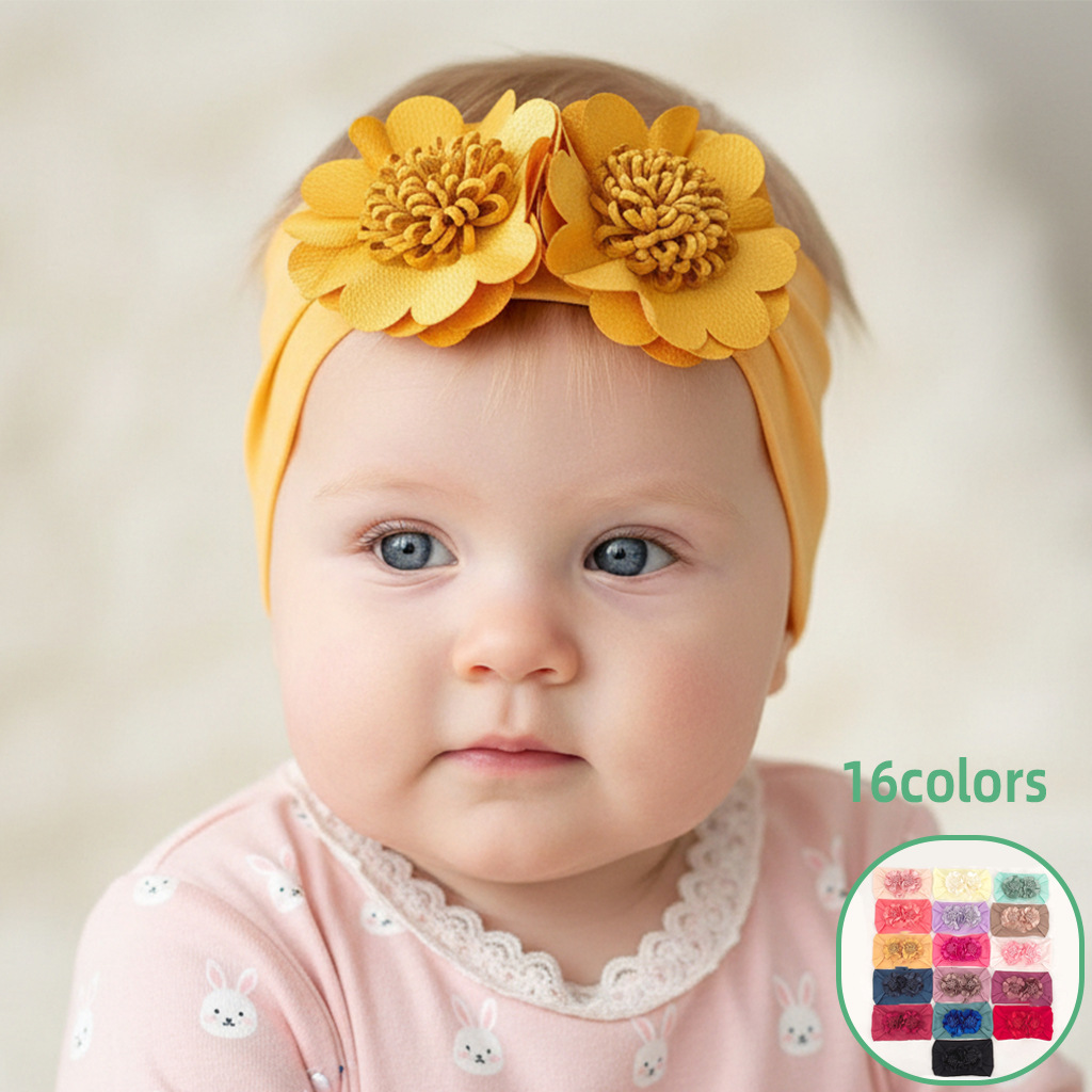European and American New Elastic Baby Headbands, Cute Fabric Flower Baby Headbands, Thin and Comfortable Baby Hair Accessories for All Seasons