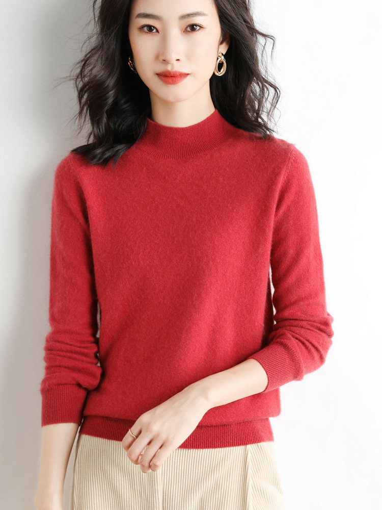 Picture of 2022 Spring and Autumn New Women's Loose Half-turtleneck Wool Knitwear Pullover Base Shirt Sweater