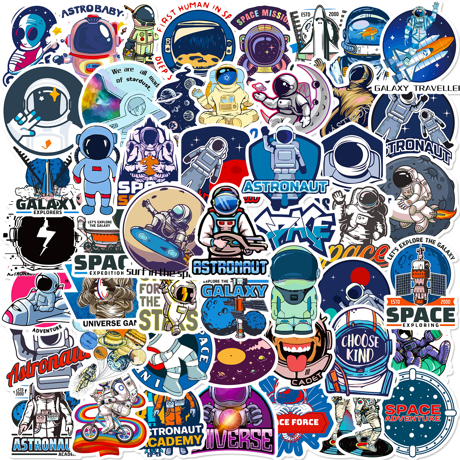 50 Pieces of Space Planet Astronaut Stickers Nasa Space Station Ready-Made Handbook Creative Space Stickers