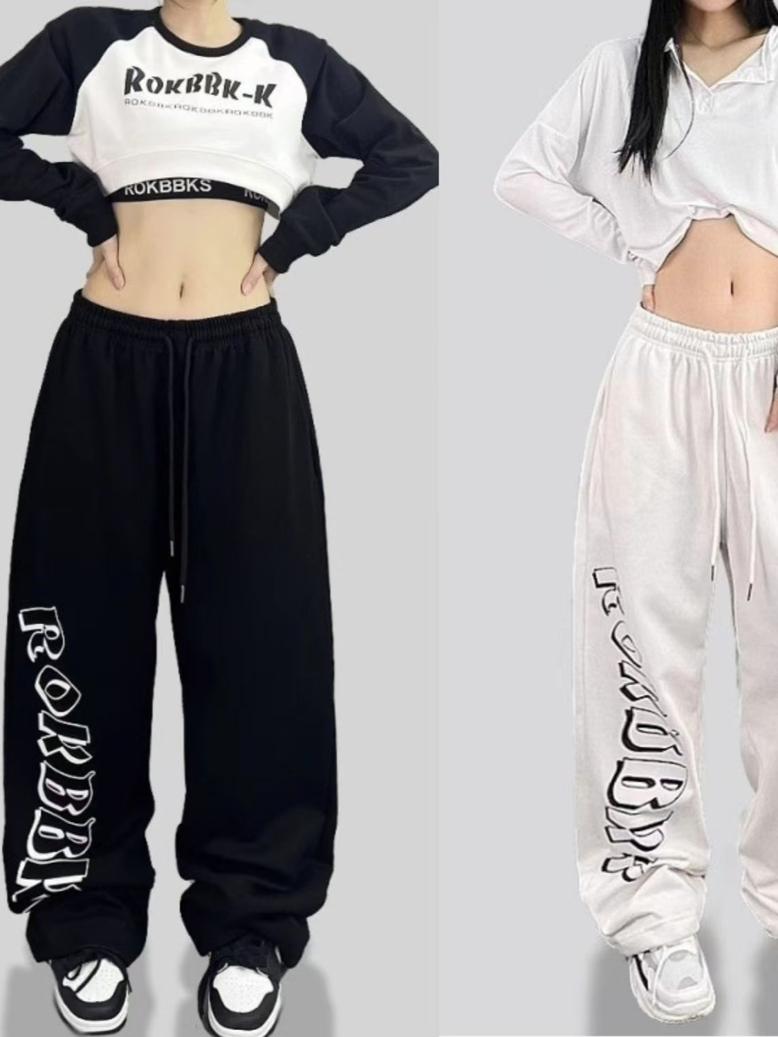 Cross-border Street Dance Fashion Brand Jazz Dance Pants Women's Drawstring Dancing Printed Sweatpants Hip-hop Loose Casual Sports Pants Fashion