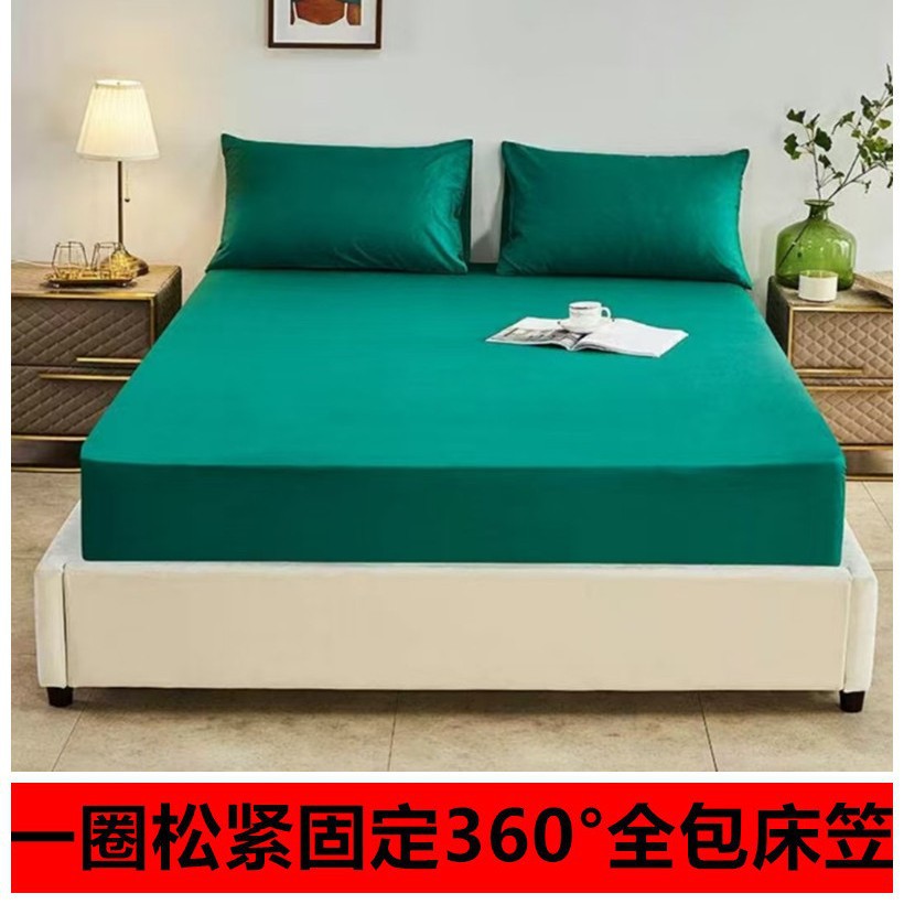 Picture of Bed sheet single-piece fitted sheet all-inclusive bedspread mattress protective cover washed cotton summer maternal and child washed cotton fitted sheet three-piece set