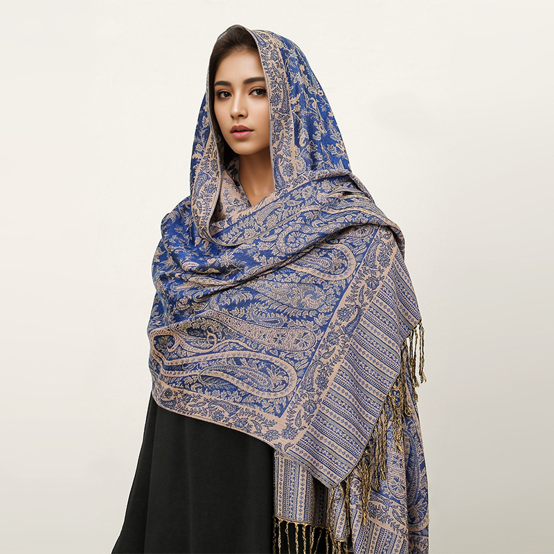 Picture of 2025 Cross-Border New Imitation Cashmere Scarf Ethnic Style Scarf Shawl Cashew Flower Accessible Luxury High-End Tassel Scarf