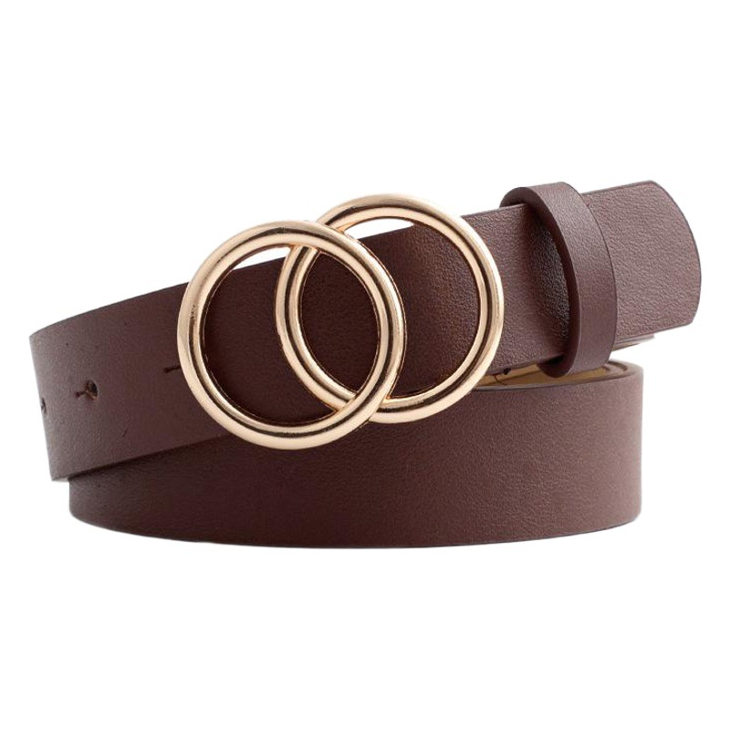 European and American Creative Women's Double Round Buckle Vintage Decorative Belt All-match Fashion Jeans Casual Pants Belt for Women